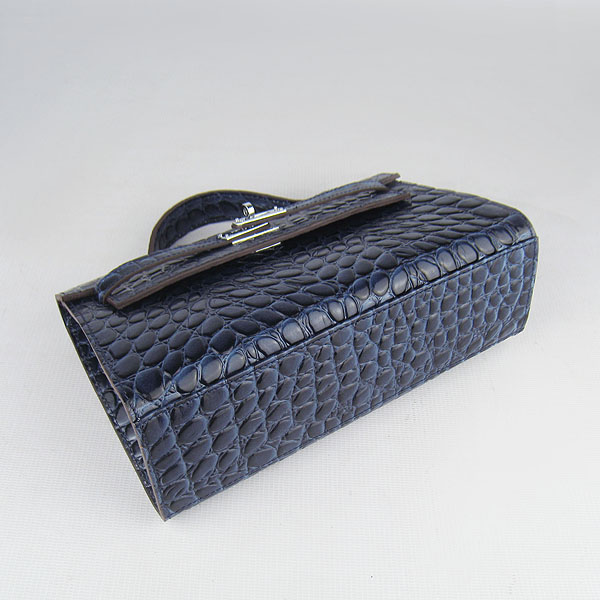 AAA Hermes Kelly 22 CM Python Leather Handbag Dark Blue H008 On Sale - Click Image to Close